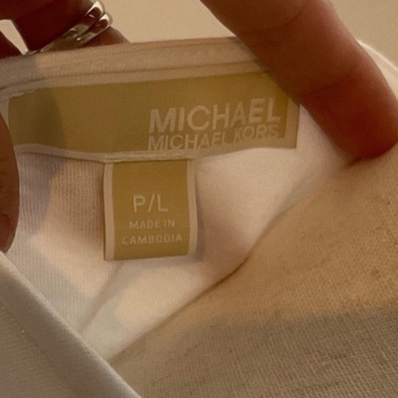 Michael Kors White Tortoise Shell Chain Strap Tank Top‎ Size Large New - Picture 5 of 8